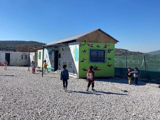 The “education hub” - space for non-formal education at the temporary centre on Lesvos