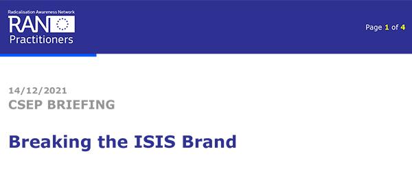RAN CSEP BRIEFING: Breaking the ISIS Brand cover