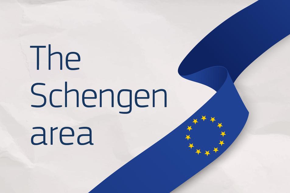 Image displays the title - The Schengen area and EU flag