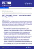 CSEP Thematic Event – looking back and moving forward cover