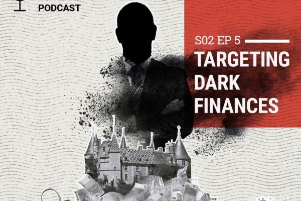 The image displays the title of Eurpol's podcast - Targeting dark finances